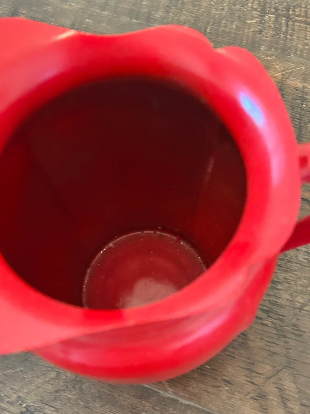 Vintage Cute Red Metal Pitcher